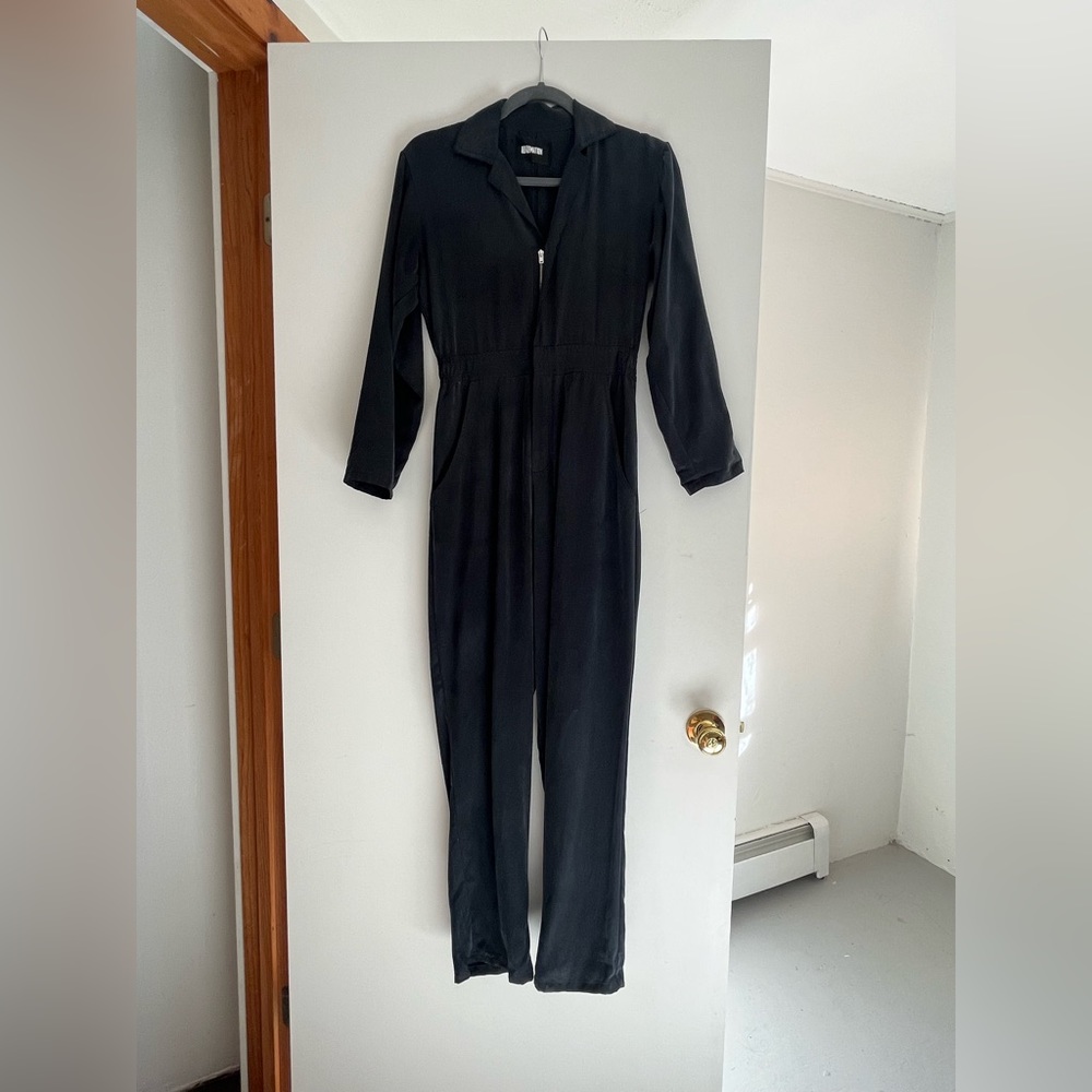 Authentic Reformation Black Boiler Jumpsuit